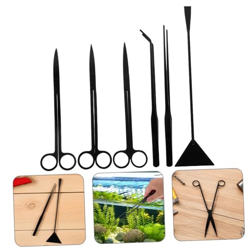 Yardwe 1 Set Stainless Steel Fish Tank Supplies for Aquatic Plant Maintenance Scissors Tweezers Spatula for Effortless Trimming and Cleaning