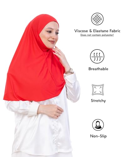 Prien Easy To Wear Hijab For Women, Muslim Instant Turban With Niqab, Islamic Clothes, Soft Scarf For Prayer, Abaya, Khimar - color: Brink Pink