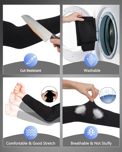 Geyoga 2 Pairs Arm Sleeves Guards Skin Protectors,X-Large;Hppe;Black - color: Black, size: X-Large, style: Hppe