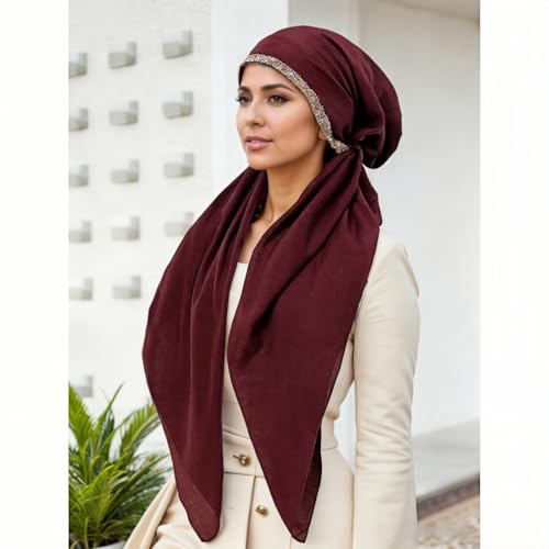 Instant Hijab for Women: Hijab Scarf, Hijabs for Women Muslim, Muslim Head Scarf, Easy Slip on - color: Burgundy
