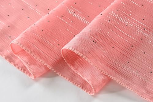 OurLore Chiffon Shawls Wraps for Women Sheer Glitter Scarf Sparkly Rhinestones Shoulder Sarong Cover Up Hijab for Wedding - color: Blush Pink
