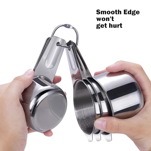 Measuring Cups Set, 7PCS Stainless Steel Engraved Markings Kitchen | 304 food-grade steel, dual-scale markings, one-piece construction, nesting storage, dishwasher safe, dry & liquid ingredients - size: 7PCS