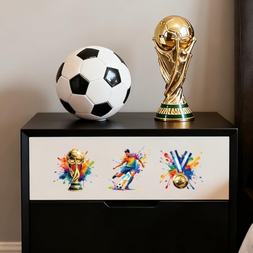 Peacoblue Football Rub On Transfers for Craft, Transfer Sticker | 18 Sheets UV DTF Transfers, Waterproof Rub On Decals for Wood, Glass, Furniture, Tumblers & Home Decor Crafts - style: Football