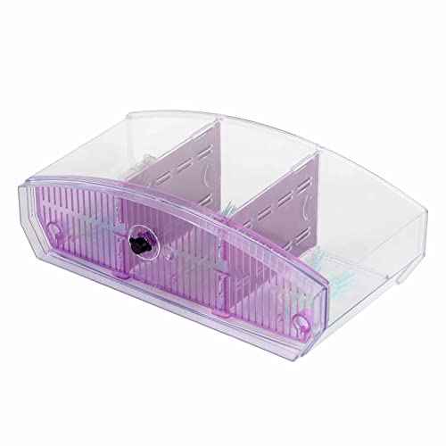 Mini Fish Breeding Box, Clear Acrylic LED Isolation Hatchery Tank for Desktop Aquarium Purple 11 x 3.9 x 5.9 in 3 Compartments 1 Filter Bubble Head