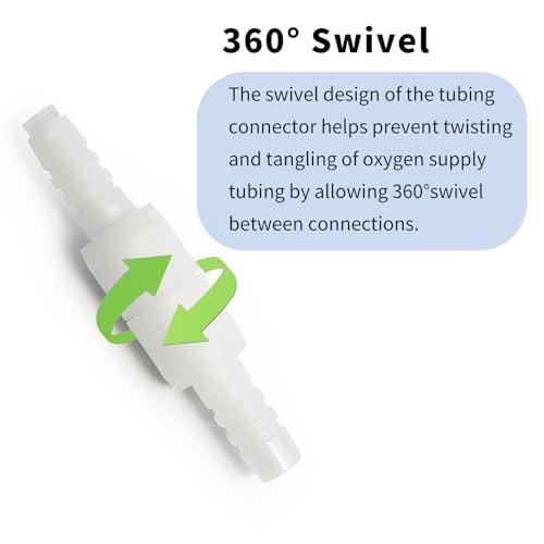 Oxygen Tubing Swivel Connectors 10-Pack, Seamless Swivel Connections for Cannula or Tube, 360-Degree Rotation, Standard Size - Male/Female