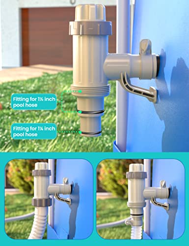 【Patented】 Plunger Valve for Above Ground Swimming Pool, Pool Replacement Parts with On-Off Valve, Pool Hose Adapter and Pool Pipe Holder, Pool Pump Parts, Above Ground Pool Accessories | Patented design combines an on-off plunger valve, hose adapter and