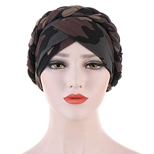 Cancer Chemo Beanies Bandana Headwrap Cap Satin Bonnet Head Scarf Hijab Braid Silky Turban Hats for Women - color: Army Green Camouflage