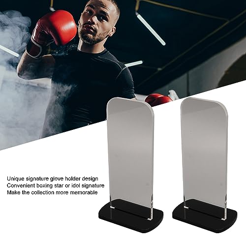 Fdit 2Pcs Acrylic Boxing Glove Stand, Vertical Boxing Glove Display Stand Baseball Glove Display Stand Acrylic Gloves Holder (Black)