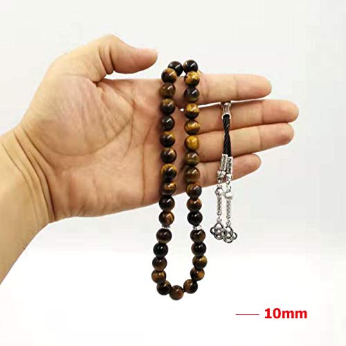 Natural Tiger Eyes tasbih Muslim Man misbaha Prayer Beads 33 66 99beads Arabic Fashion Rosary (8mm, 33 Beads) - color: 33 beads, size: 8mm