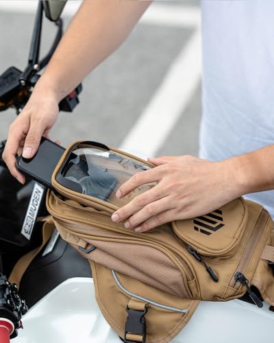 ILM Motorcycle Tank Bag Magnetic Waterproof Touch Screen Phone Pouch BT01 - color: Yellow Brown