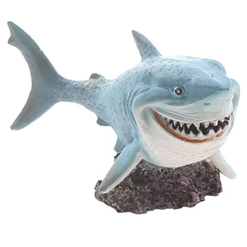 emours Resin Shark Fish Tank Decor Aquarium Ornament Home Decoration,Small
