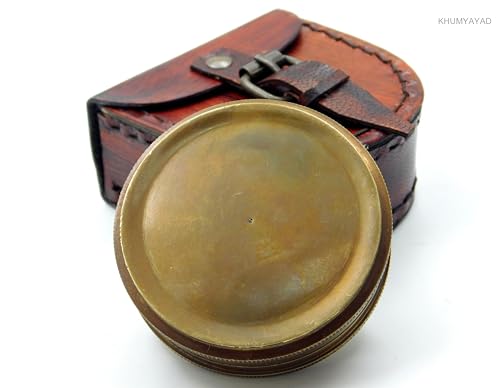 Brass Hand Made Fully Functional Compass with Leather Case & Robert Frost Poem Engraved