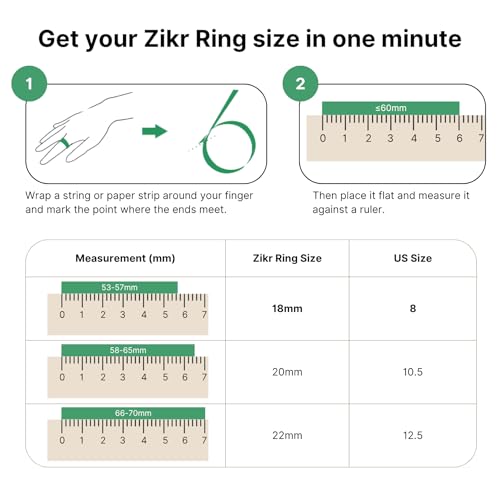 TAKVA - Zikr Ring Flex Advance | Improved, Smart Tasbih Ring (Interchangeable Sizes) (Black)