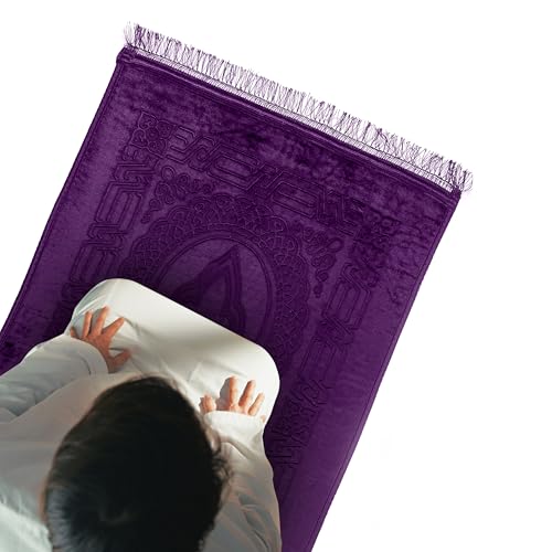 Empire Home Purple Islamic Prayer Rug Oversized Soft Thick Plush Musalla Mat - for Men Women Childred - سجادة صلاة - color: Purple
