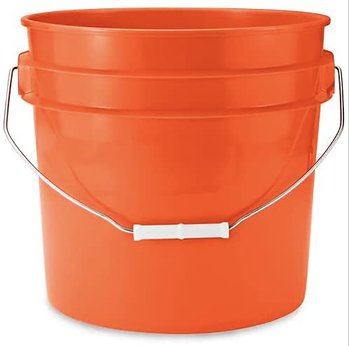 3.5 Gallon Food Grade Orange Bucket Pail with Black Air-Tight Screw on Lid (Pack of 2) BPA Free Made in USA containers