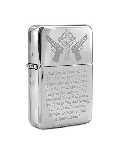 Gifts Infinity Boondocks Saints Prayer 방풍 오일 라이터 (SL-2) | 매트 블랙 마감 | 리필 가능한 클래식 방풍 디자인 | 선물 상자 포함 | 남성 및 여성용 수집용 라이터