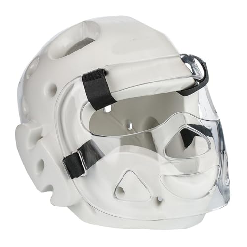 Karate Sparring Full Head Gear with face Shield - color: white, size: adult large