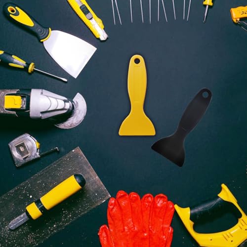 12pcs Flexible Resin Scrapers, Reusable Plastic Spatulas for Epoxy Mixing, Bubble Removal, Glitter Tumbler Crafts (Black & Yellow)