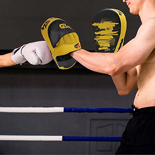 Curved Focus Pads Hook and Jab Pads PU Leather Pads Mitts for Coaching in Boxing MMA Kickboxing Martial Arts Muay Thai