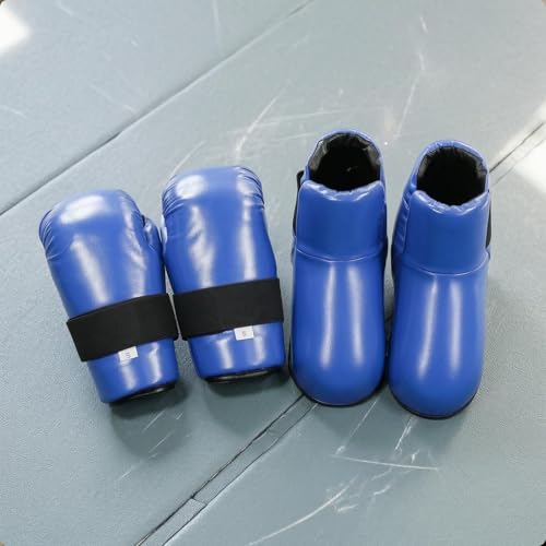 Milageto Taekwondo Guard Set Padded Foot Protectors Curved Openings Taekwondo Sparring Gloves - color: Red, size: X-Small