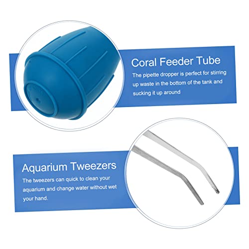 FOMIYES 3pcs Aquarium Cleaning Tool Set Straight Curved Tweezers Serrated Tips Fish Tank Pipette Stainless Steel for Aquascaping