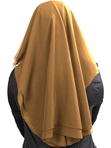 MyBatua 3 Layers Saudi Niqab In Breathable Georgette, Wholesale Price, 1pc Face Veil NQ-003 - color: Light Brown