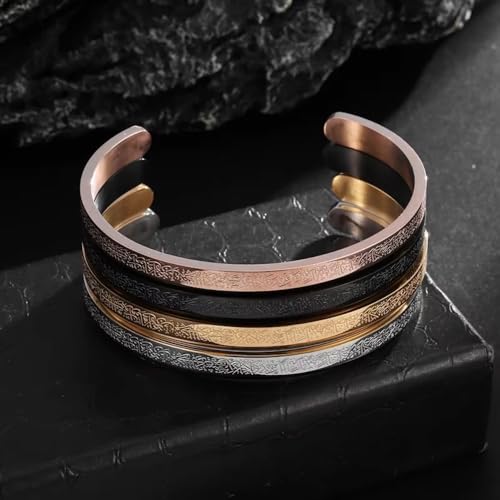 Ayatul Kursi Cuff Bracelet for Women Islam Eid Islamic Jewelry Gifts Stainless Steel Muslim Quran Allah Arabic Bangles Bracelets - color: Silver