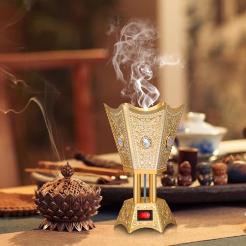 SEWACC Electric Incense Burner Plug-in Bakhoor Burner for Home Decor Middle Eastern Style Desktop Censer Table Centerpiece for Bedroom Living Room Office Yoga Spa