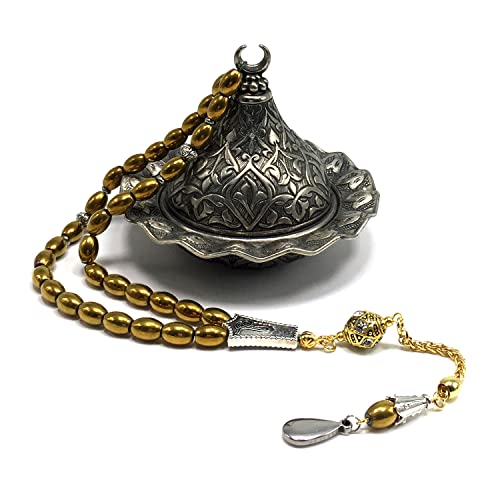 -Gentle Men Collection- Prayer Beads-Worry Beads-Tesbih-Tasbih-Tasbeeh-Misbaha-Masbaha-Subha-Sebha-Rosary (Non-Magnetic Gold Drum Hematite -6x9 mm- 33 Beads) - color: Non-Magnetic Gold Drum Hematite -6x9 mm- 33 Beads