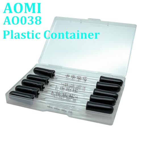 AOMI Glass Eye Dropper for Oils, 10pcs 1ml Glass Dropping Pipettes for Oil | Glass Pipettes for Essential Oil, Lab, Medicine or Transferring Liquid with Rubber Head, Straight Tube with Measurement