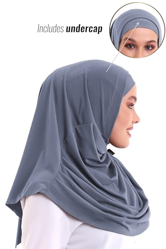 ihvan online, Hijab Scarves for Women, Ready to Wear, Lightweight and Comfortable Headscarf, Instant Turban, Jersey, Presewn - color: Grey