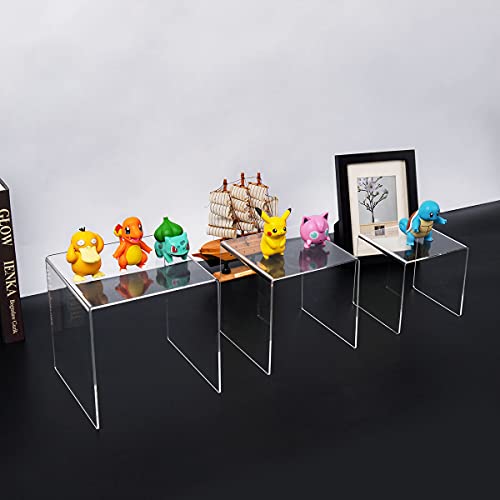 Clear Acrylic Display Risers 2 Sets, 3-Tier Risers Stands Showcase for Amiibo Funko Pop Figures, Dessert, Jewelry-5"x6"x7" - size: 5"x6"x7"