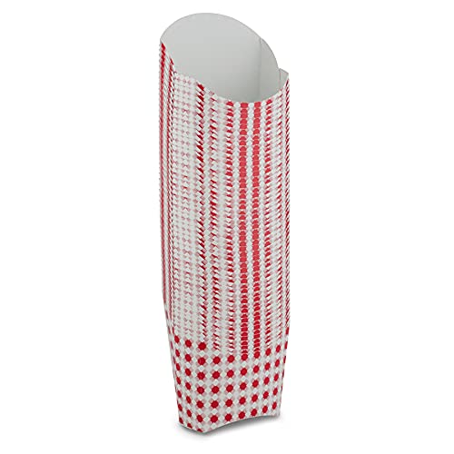 MT Products 5 oz Plaid French Fry Cups - 50 Pack - Disposable Checkered Charcuterie Cups & Fry Boxes - Grease Resistant Paper Snack Holders for Parties - Made in USA