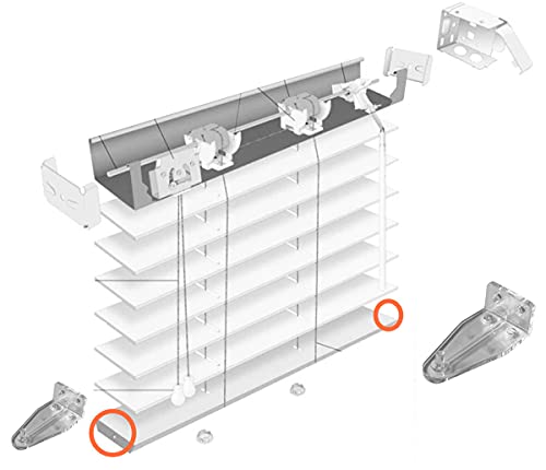 4pcs Hold Down Bracket for 2" Blinds Bottom Rail Hold Clips Clear Plastic with Install Screws - size: 2inch