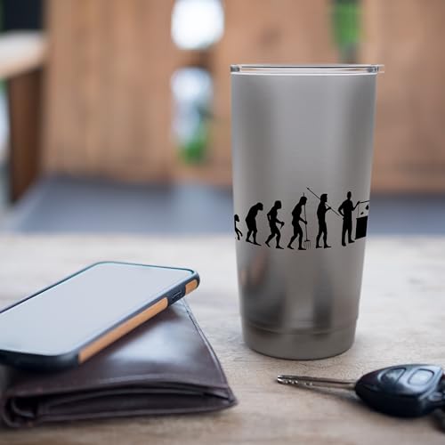 Fish Farmer Evolution Fish Holder Gift Fish Friend Stainless Steel Insulated Tumbler - color: Brushed Steel