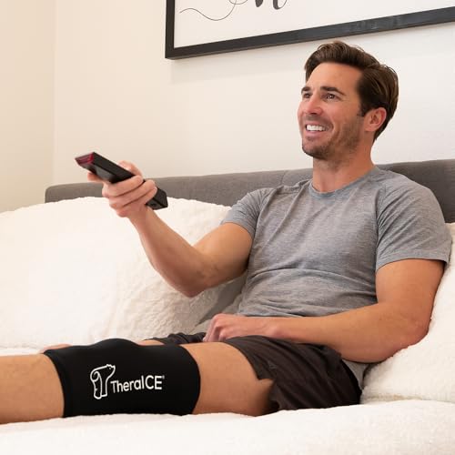 TheraICE Knee Ice Pack Wrap Compression Sleeve for Injuries, Reusable Gel Cold Packs Brace Also for Elbow, Ankle & Calf - Flexible Cold Wrap Recovery for Meniscus, ACL, MCL Pain Relief (Pack of 2) - size: Small/Medium (Pack of 2), style: Original