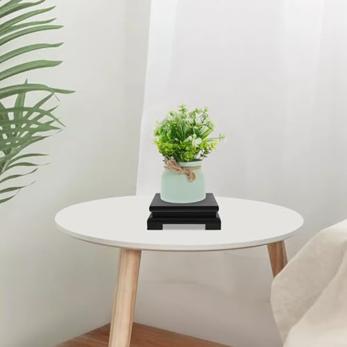 GANAZONO 2 Pcs Square Base Cupcake Toppers Pots for Indoor Plants Asian Decor for Home Wooden Planter Holders Chinese Display Stand Handbag Display Stand Fish Tank Holder Wooden Rack