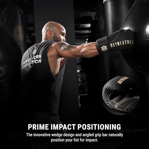 Hayabusa Mayweather Champ Boxing Gloves for Men and Women - color: Black/Gold, size: 16oz