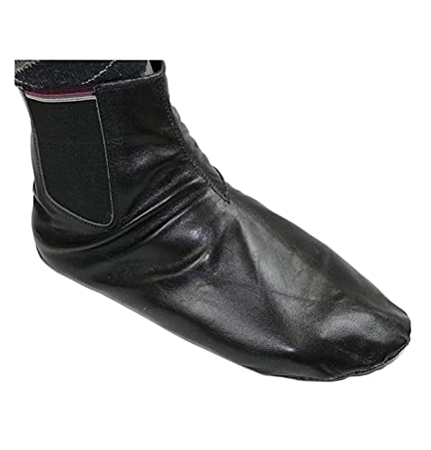 Modefa Men's Islamic Mest Sock Soft Goat Leather Muslim Khuff Kuffain Wudu Ablution - Zipper Stretch Slippers Black - size: 12.5