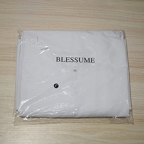 BLESSUME Medieval Wicca Pagan Ritual Robe with Belt - color: White, size: Small