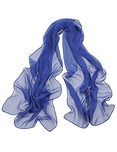 PANTONIGHT Long Chiffon Sheer Scarf For womens - color: 066 Royal Blue