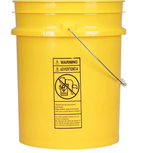 5 Gallon Food Grade Plastic Bucket with Air Tight Screw on Lid Made in USA Container (Yellow Bucket with Blue Lid) - color: Yellow Bucket With Blue Lid