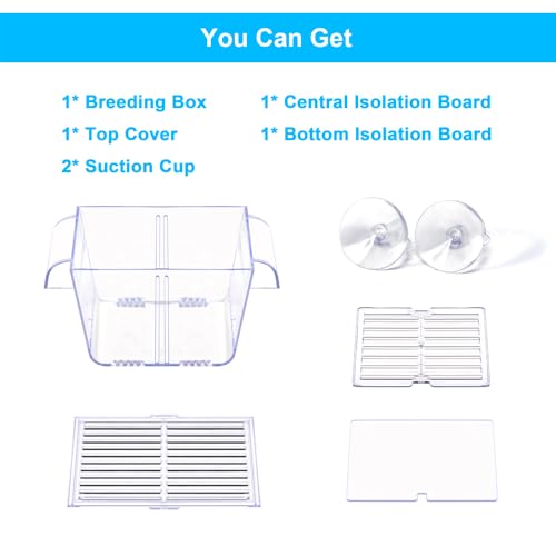 DaToo Fish Breeding Box Aquarium Holding Tank Transparent Fish Isolation Box Acclimation Hatchery Incubator Breeder for Betta Shrimp Clownfish Guppy(Size S)