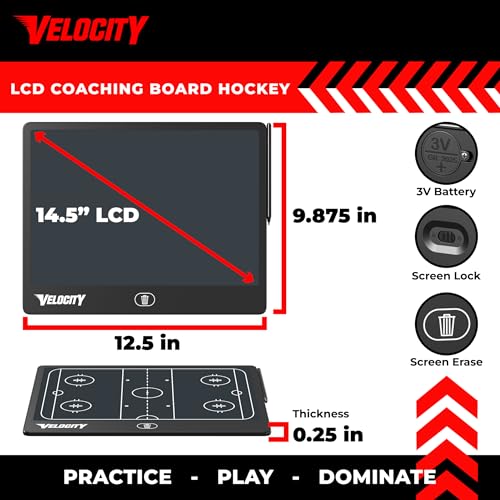 Velocity - Women's Lacrosse LCD Coaching Board - Black - style: Women's Lacrosse