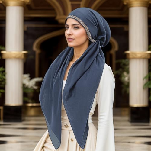 Instant Hijab for Women: Hijab Scarf, Hijabs for Women Muslim, Muslim Head Scarf, Easy Slip on - color: Denim Blue