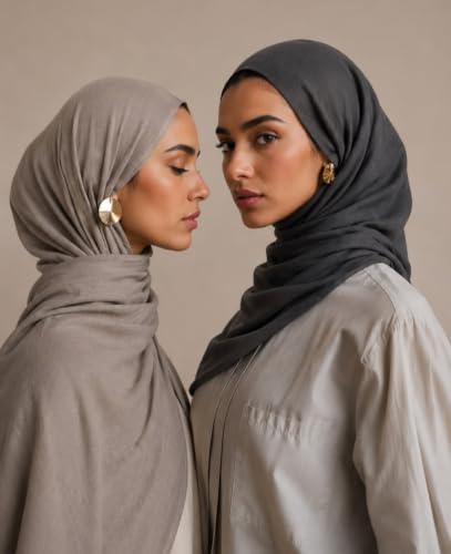 Modal Cotton Hijab Scarf for Women with Undercap Set - color: Jean Blue