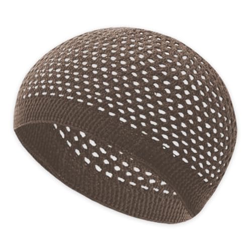 ESERRA Kufi Hats for Men and Women with 99 Tasbih Prayer Beads, Muslim Thick Breathable Skull Cap, Tasbeeh, Prayer Cap - color: Beige