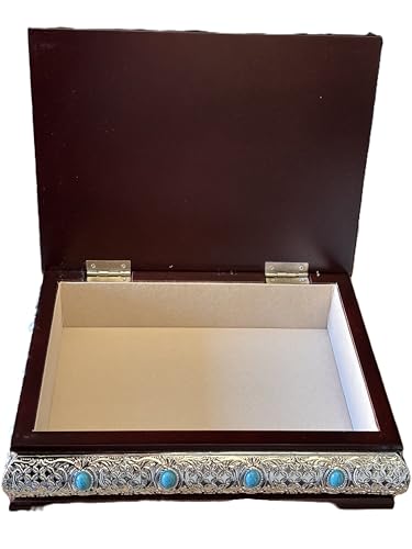 Luxury Islamic Prayer Velvet Covered Gift Box with Elegant Velvet Covered Quran Silver Aqua Stones Gift Box