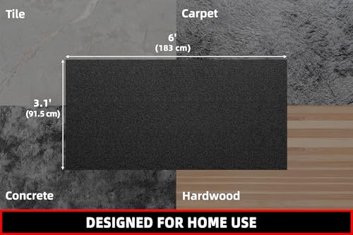Treadmill Mat, 7'x3'/6'x3'/6'x2.5'/5.6'x2'/4'x2', 6mm Thick Exercise Equipment Gym Mat for Hardwood FloorCarpet, Compatible with Peloton Bike, Indoor Spin Bike, Elliptical - color: 72"x36"x6mm High-density-black