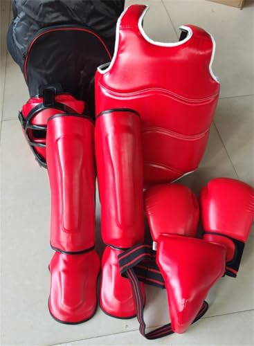 Padded Muay Thai Chest Protector Boxing, Taekwondo MMA Martial Arts Kickboxing Karate Sparring Body Guard Training - color: Red, size: Large